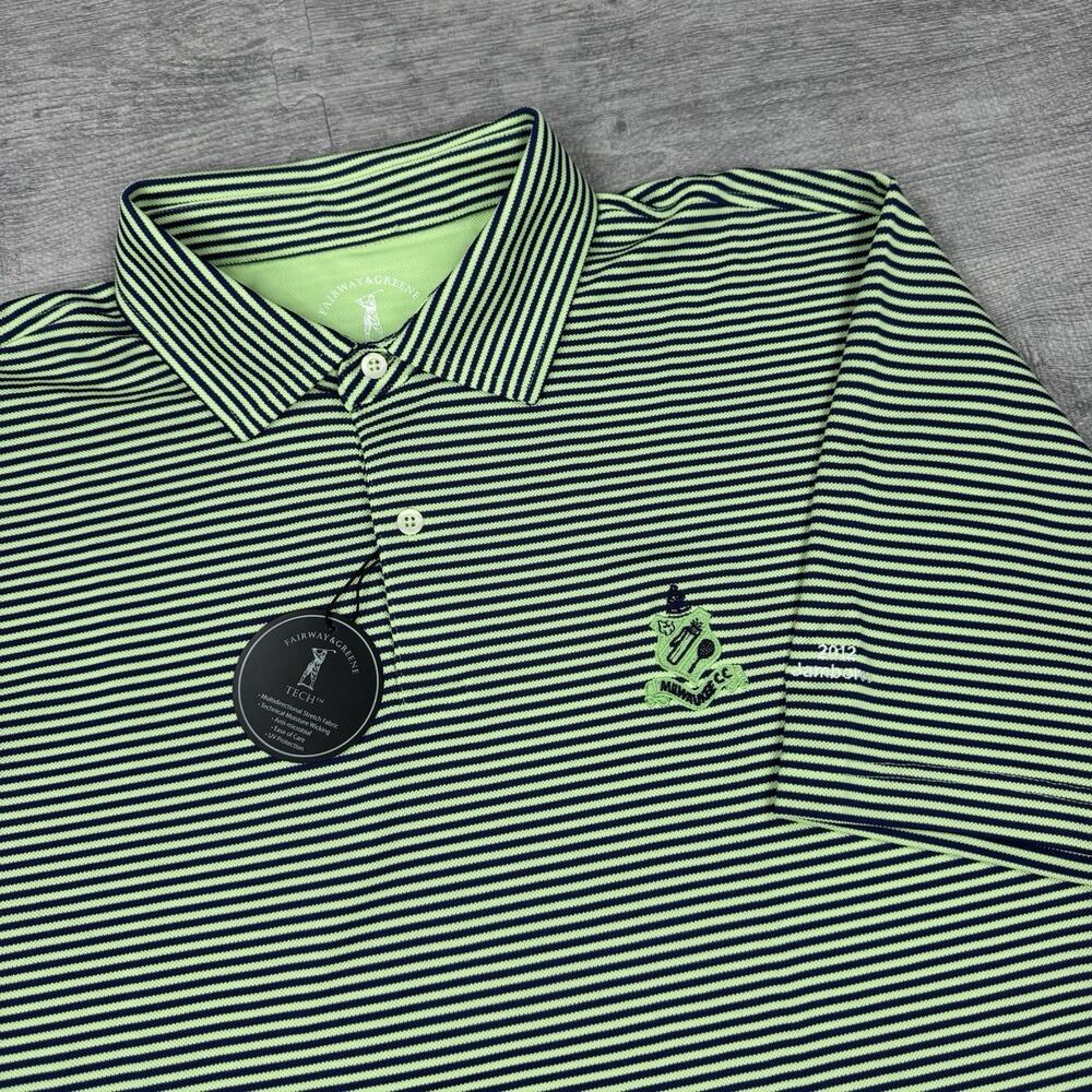 NWT Milwaukee Country Club Fairway & Greene Men XL Performance Green Polo Preppy